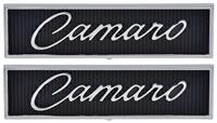 Emblem, Door Panel, Chrome/Black, Camaro Logo, Chevy, Pair