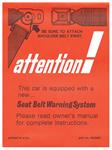 Sleeve, 72 GM, Interior, Visor, Instruction, Seat Belt Warning 