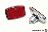 Rear Reflector, Glass, Set of Two (2) with Aluminum Base and Hardware. As Original and Concours Correct for 356 and 356A through 1959