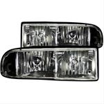 Headlights, Clear Style, Clear Lens, Black Housing, Chevy, Pair