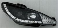 Set Koplampen in DRL-Look passend voor Peugeot 206 1998-2002 excl. GTi - Zwart