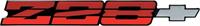 1982-84 CAMARO Z28 REAR PANEL EMBLEM - TRIPLE COLORED RED Z28 WITH SILVER BOW TIE