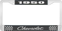 1950 CHEVROLET BLACK AND CHROME LICENSE PLATE FRAME WITH WHITE LETTERING
