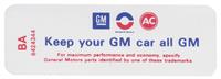 Decal, 70-71 Skylark, Air Cleaner, 350, 4V, 6485409, Keep your GM car all GM