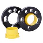 Wheel Spacer Bundle, DZX, 25mm Thick, 70.2mm Center Bore, Aluminum, Black Anodized, Pair