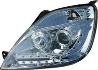 Head Light Set FO Fiesta VI 4/02-8/08 Chrome + DRL/Motor