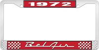 1972 BEL AIR RED AND CHROME LICENSE PLATE FRAME WITH WHITE LETTERING