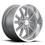 18x9.5 Rambler U111 Textured Grey/Diamond cut lip,  5x4.75  bolt circle, 5.25" backspace,  +1 offset,  72.6 ce