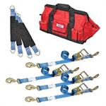 Tie-Down Straps, Blue, 8 ft. Length, Twisted Hook, Axle Straps, 18.50 in., Tool Bag, Canvas, Kit