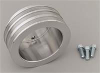 Crankshaft Pulley, V-Belt, 3-Groove, 5.5 in., Aluminum, Clear Powdercoated, Chevy, Small Block, Long Pump,Each