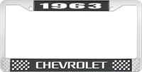 1963 CHEVROLET BLACK AND CHROME LICENSE PLATE FRAME WITH WHITE LETTERING