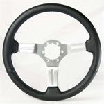 Steering Wheel, Black Leather, With Brushed Spokes, 1963-1982