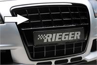 Rieger grill  for front bumper, ABS plastic, glossy black, aluminium mesh A4 8H: 04.02-12.05 | convertible