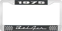 nummerplåtshållare, 1975 BEL AIR  svart/krom, med vit text