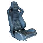 Sport seat 'AK' - Black Synthetic leather + Yellow stitching/edging - Dual-side reclinable back-rest - incl. slides