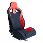 Sport seat 'MR' - Black Synthetic leather + Red Pine Fabric- Dual-side reclinable back-rest - incl. slides