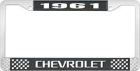 1961 CHEVROLET BLACK AND CHROME LICENSE PLATE FRAME WITH WHITE LETTERING
