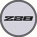 "GTA WHEEL CENTER CAP EMBLEM Z28 2-1/8"" BLACK LOGO/SILVER BACKGROUND"