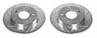 Brake Rotors, Drilled/Slotted, Iron, Zinc Dichromate Plated, Rear, Buick, Pontiac, Pair