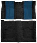 1970 Mustang Mach 1 Passenger Area Nylon Floor Carpet - Black with Dark Blue Inserts