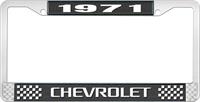 1971 CHEVROLET BLACK AND CHROME LICENSE PLATE FRAME WITH WHITE LETTERING