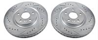 Brake Rotor, Zinc Plated, Drilled and Slotted Surface, Cadillac, Chevy, Front, Pair