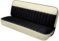 Two-Tone Pleated Vinyl Bench Seat Upholstery - Black Inset / White Outer