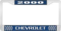 2000 CHEVROLET BLUE AND CHROME LICENSE PLATE FRAME WITH WHITE LETTERING
