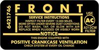 195HP Air Cleaner Service Instructions Decal