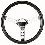 Steering Wheel, Classic Cruisin', Steel/Chrome, Vinyl/Black, 3-Spoke, 12.5" Diameter