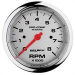 Tachometer, 3 3/8", 0-8,000 RPM, Marine Chrome Ultra-Lite