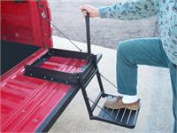 Tailgate Steps, Truck-N-Buddy Steps, 300 lbs. Capacity, 18 in. Grab Rail, For Trucks with Bed Covers, Aluminum, Black Powdercoated, Each