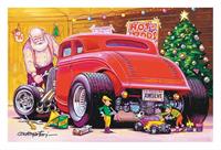 Greeting Cards, Santa, Hot Rod and Christmas Tree, 7" x 4.75"