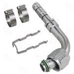 Hose Ends, EZ Clip, 90 Degree, #8 Air Conditioning, Female O-Ring, Hose Repair Fitting, with High Side Port