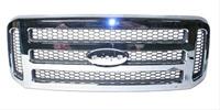 Grille, ABS Plastic, Gray/Chrome