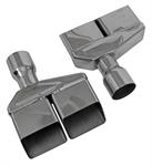 Exhaust Tips, 304 Stainless, Polished, Rectangle, 2.5 in. Inlet, Dodge, Challenger. Pair