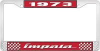 nummerplåtshållare, 1973 IMPALA röd/krom , med vit text