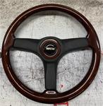 Steering Wheel Tornado Nature Leather / Wood 350mm 3 Spokes Plan