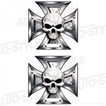 Stickerset Skull+BlackEyes in IronCross - 2x 8x8cm