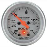 Boost Pressure Gauge 52mm 30 in . Hg . -vac / 15psi Ultra-lite Electric