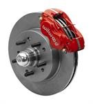 Disc Brake Kit, Classic Series Dynalite, Front, Vented Rotors, Solid Surface, Four Piston Calipers, Forged Billet Aluminum, Red