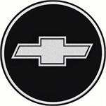 R15 Wheel Center Cap Emblem with Chrome Bow Tie Logo and Black Background, 2 15/16"