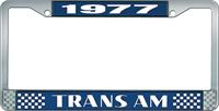 1977 Trans Am Style #2 License Plate Frame - Blue and Chrome with  White Lettering