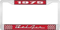 nummerplåtshållare, 1975 BEL AIR röd/krom , med vit text