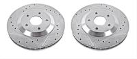 Brake Rotors, Drilled/Slotted, Iron, Zinc Dichromate Plated, Front, Cadillac, Chevy, Pair