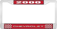 nummerplåtshållare, 2000 CHEVROLET, röd/krom, med vit text