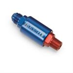 Fuel Filter, Competition, -6 AN Male In, 3/8 in. NPT Out, 3.25 in. Long, 1.25 in. Diameter, Blue Anodized,Each