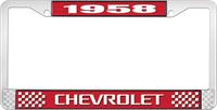 Chevrolet Style #3 Red and Chrome License Plate Frame with White Lettering