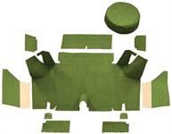 1965-66 Mustang Fastback Nylon Loop Trunk Carpet Set with Boards - Moss Green