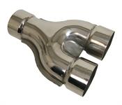 Exhaust Pipe, Y-Pipe, 304 Stainless, Polished, Dual Inlet 3 in., 3 in. Single Outlet, 10 in. Long, Each